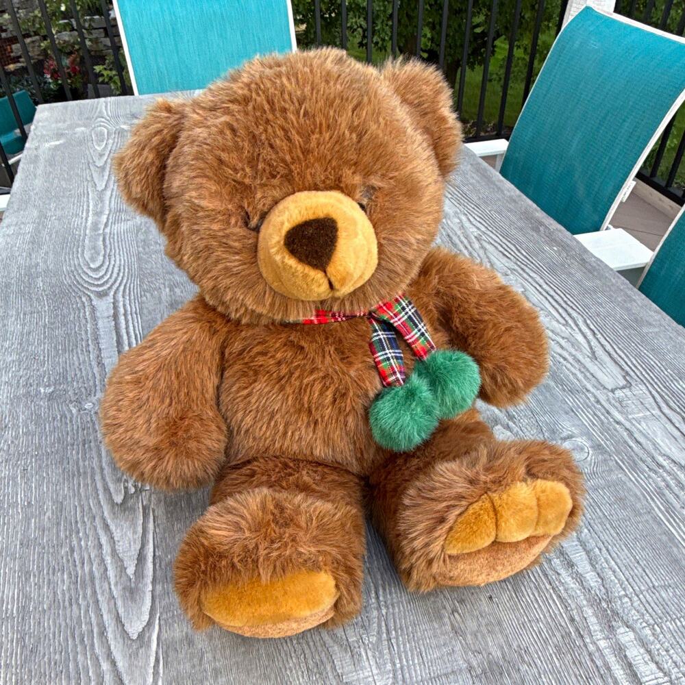 JCPenney 1995 The JCPenney Collection Brown Plush Teddy Bear with Scarf 23”